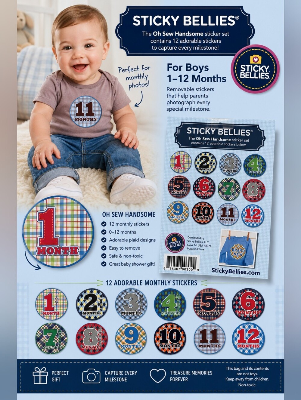 Monthly Milestone Sticker - Boys